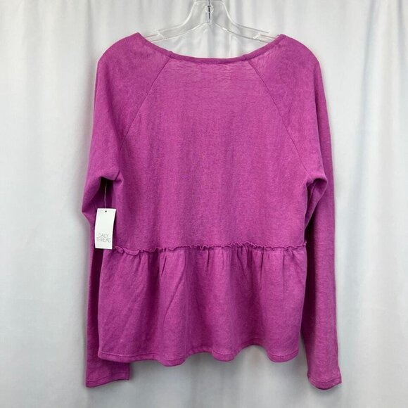Daily Thread Women Pink Knitted V-Neck Long Sleeves Sweater Top Size Large New - Picture 5 of 9